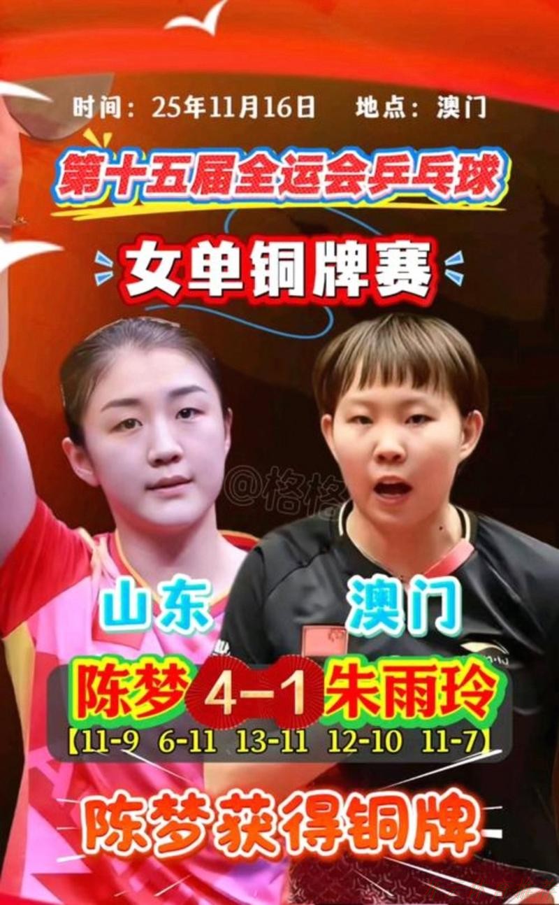 开云体育中心：乒乓球女单铜牌赛：朱雨玲VS陈梦